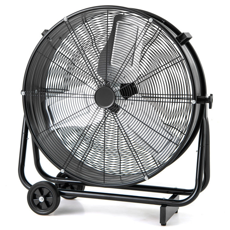 Industrial Drum Fan with 2 Wheels and 360-Degree Adjustable Tilt - 2