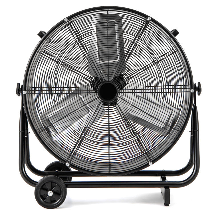 Industrial Drum Fan with 2 Wheels and 360-Degree Adjustable Tilt - 3