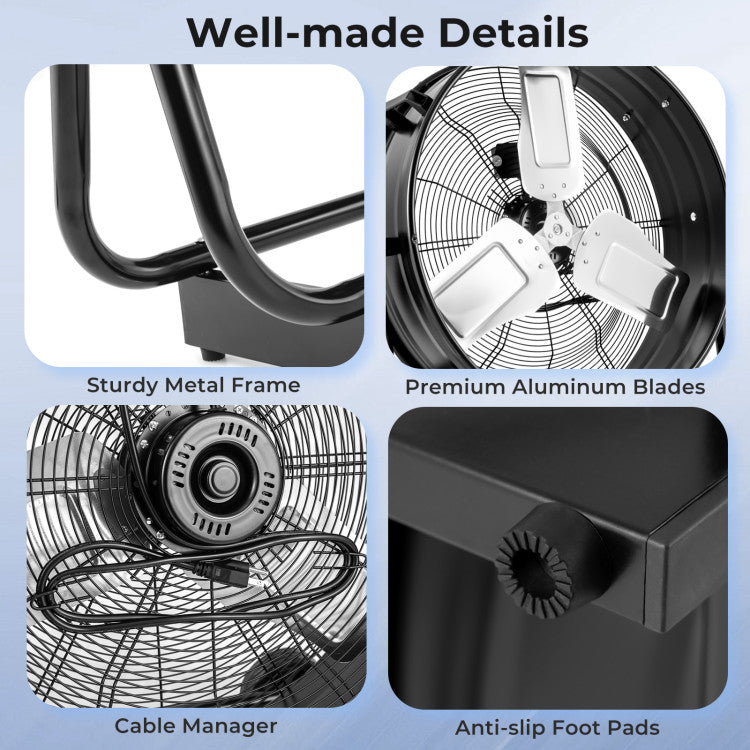 Industrial Drum Fan with 2 Wheels and 360-Degree Adjustable Tilt - 8