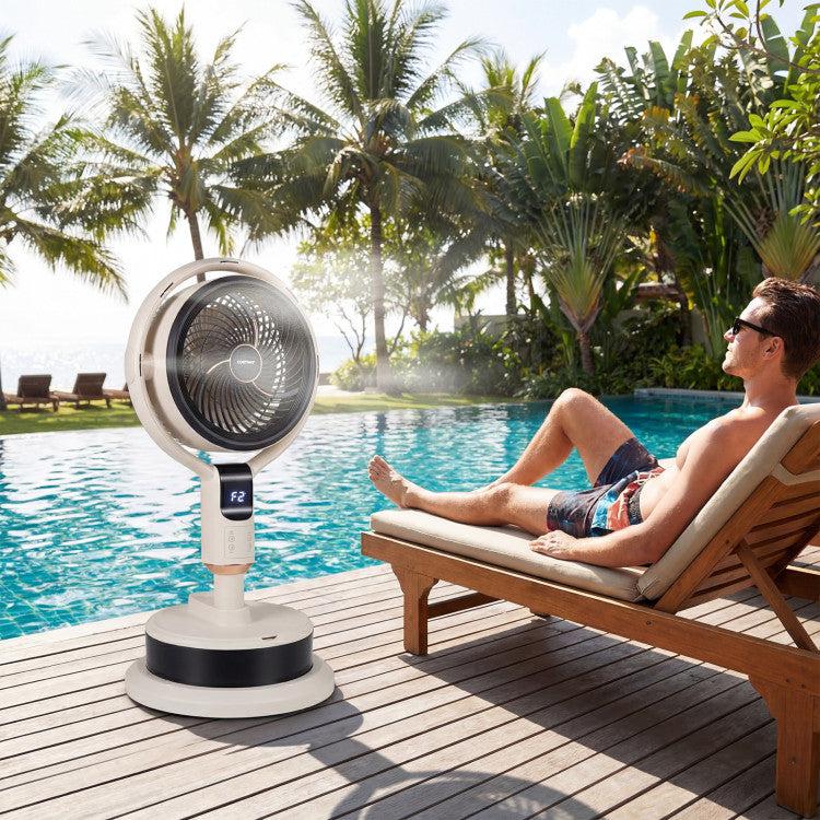 Misting Pedestal Fan Air Circulator with 90 Auto Oscillation Floor Standing Fan with 8 Speeds