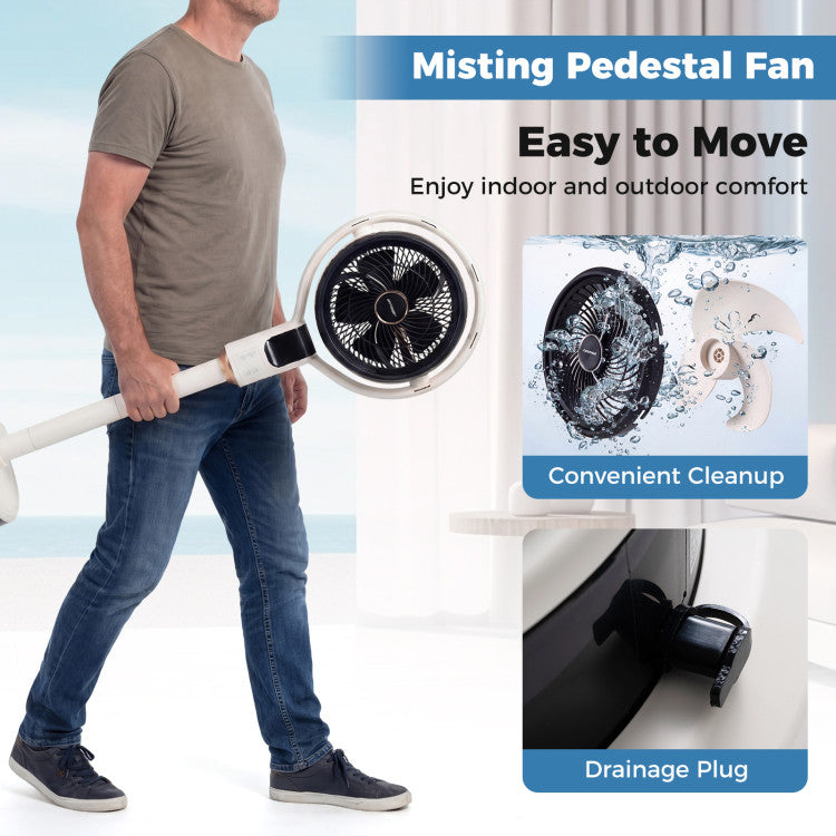 Misting Pedestal Fan Air Circulator with 90 Auto Oscillation Floor Standing Fan with 8 Speeds - 6