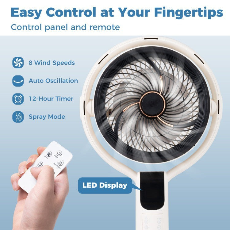 Misting Pedestal Fan Air Circulator with 90 Auto Oscillation Floor Standing Fan with 8 Speeds - 8