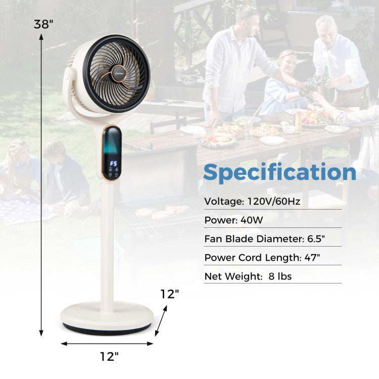 Oscillating Pedestal Fan with 8 Speeds Remote and 12H Timer - 4