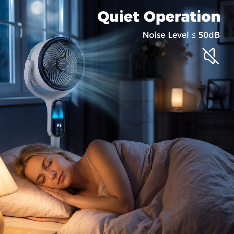 Oscillating Pedestal Fan with 8 Speeds Remote and 12H Timer - 9