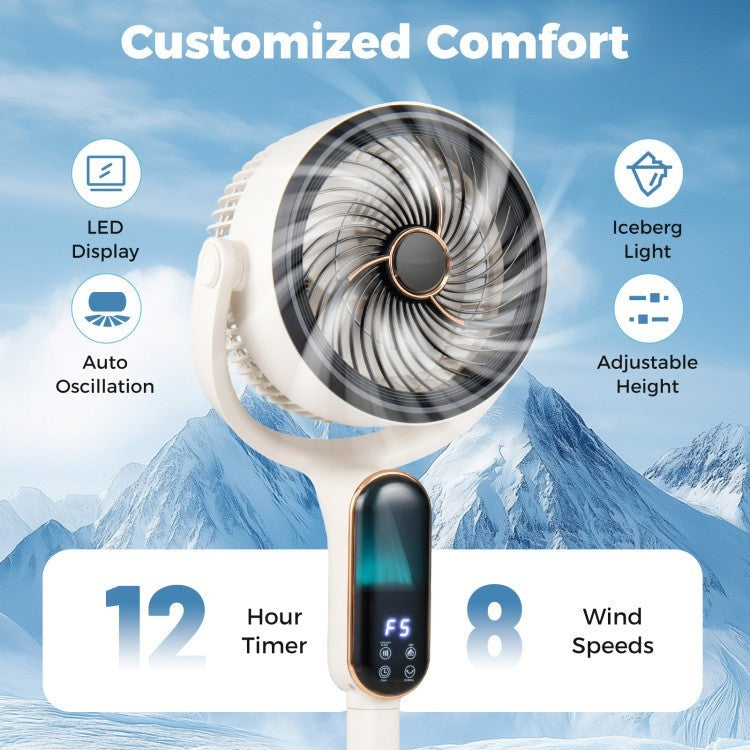 Oscillating Pedestal Fan with 8 Speeds Remote and 12H Timer - 10