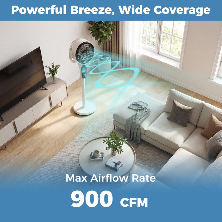 Oscillating Pedestal Fan with 8 Speeds Remote and 12H Timer - 12