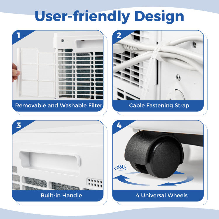 8000/9000 BTU Portable Air Conditioner 3 in 1 AC Unit with Fan and Dehumidifier - 5