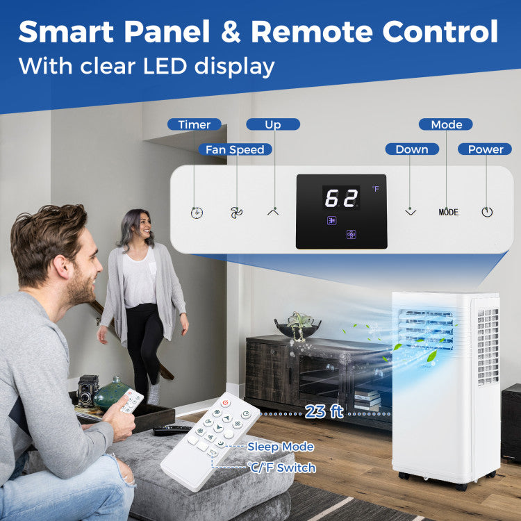 8000/9000 BTU Portable Air Conditioner 3 in 1 AC Unit with Fan and Dehumidifier - 6