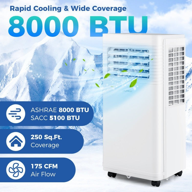 8000/9000 BTU Portable Air Conditioner 3 in 1 AC Unit with Fan and Dehumidifier - 7