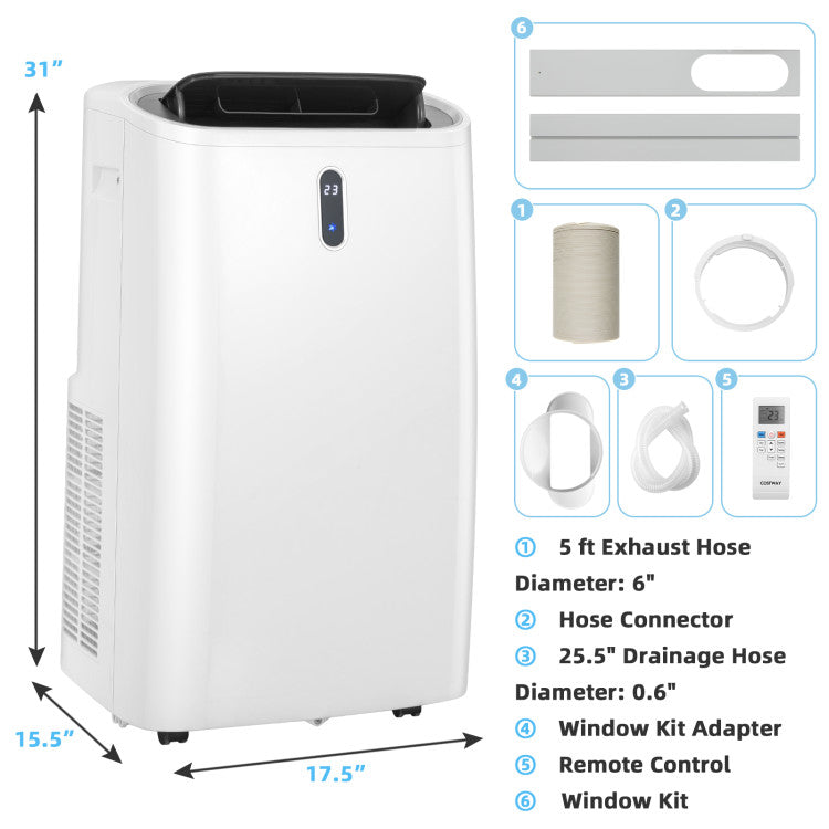 14000 BTU(Ashrae) Portable Air Conditioner with APP and WiFi Control - 3