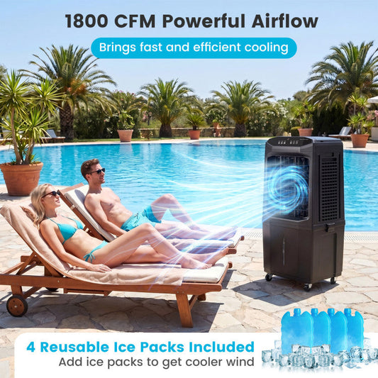 Swamp Cooler 1800 CFM Evaporative Air Cooler with 7 Gal Detachable Water Tank - 2