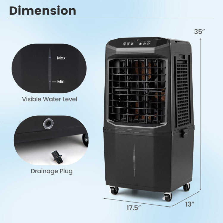 Swamp Cooler 1800 CFM Evaporative Air Cooler with 7 Gal Detachable Water Tank - 9