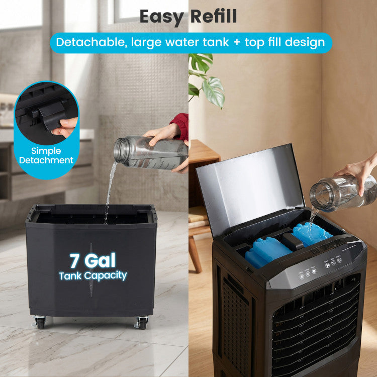 Swamp Cooler 1800 CFM Evaporative Air Cooler with 7 Gal Detachable Water Tank - 10