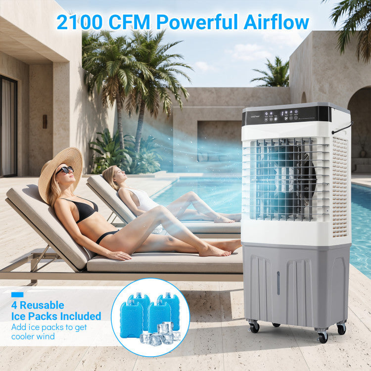 Swamp Cooler 2100 CFM 3-in-1 Evaporative Air Cooler with 7.2 Gal Water Tank - 3