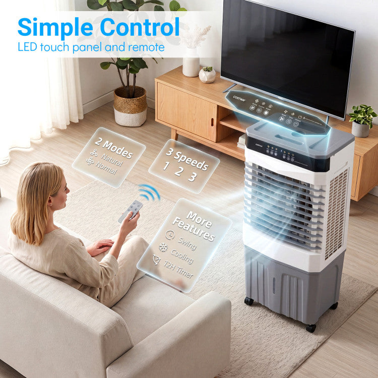 Swamp Cooler 2100 CFM 3-in-1 Evaporative Air Cooler with 7.2 Gal Water Tank - 6
