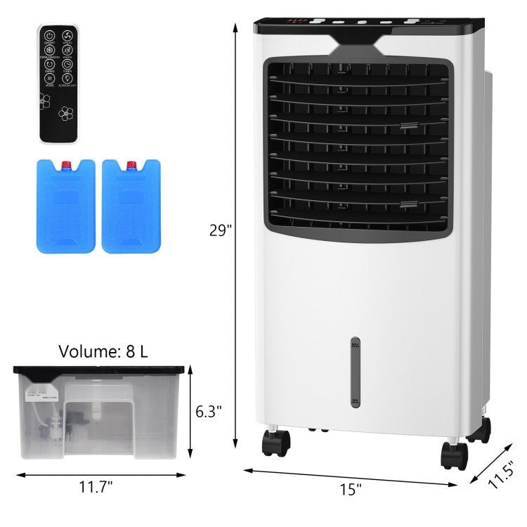 3-in-1 Portable Evaporative Air Conditioner Cooler with Remote Control - 3