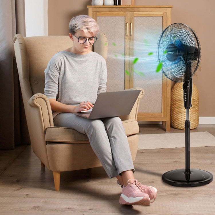 16 Inches Adjustable Height Fan with Quiet Oscillating Stand for Home and Office - 4