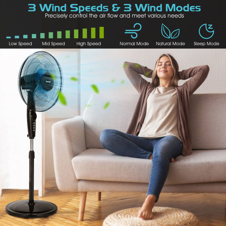 16 Inches Adjustable Height Fan with Quiet Oscillating Stand for Home and Office - 6