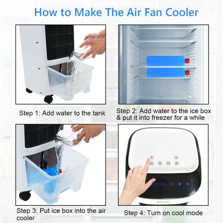 Evaporative Portable Air Cooler Fan Humidifier with Remote Control for Home and Office - 5