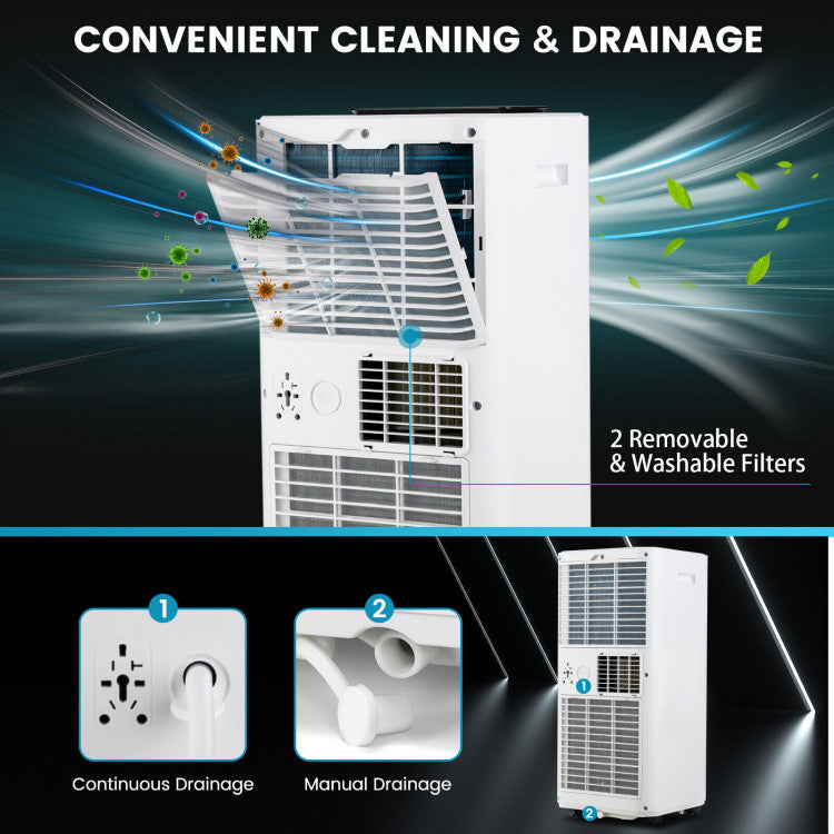 8000/10000 BTU(Ashrae) Portable Air Conditioner with Remote Control - 8